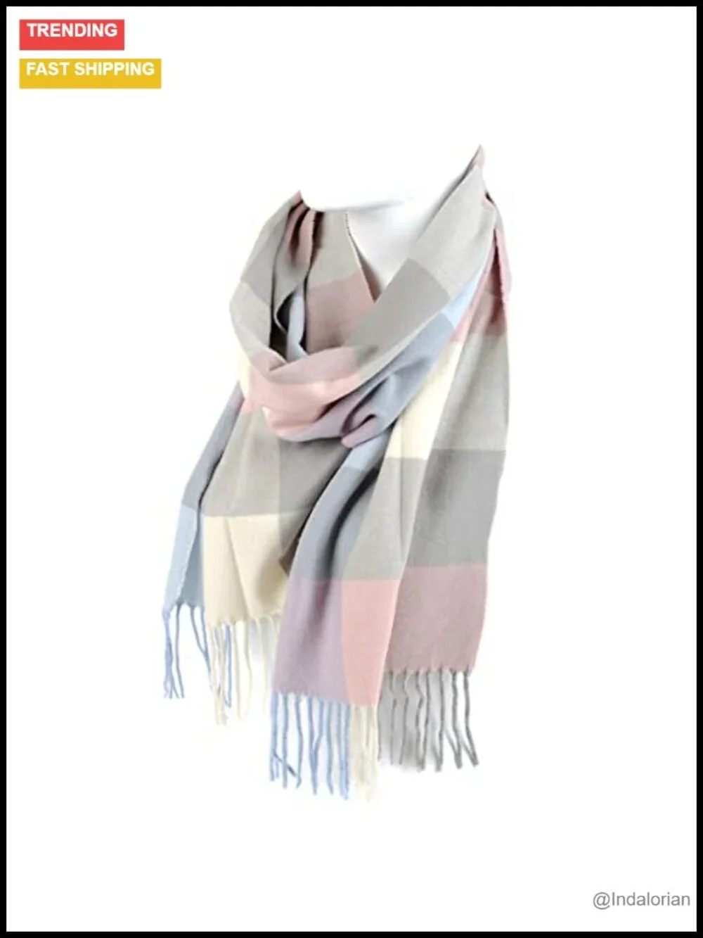 Plaid Cashmere Feel Acrylic Winter Scarf for Men and Women